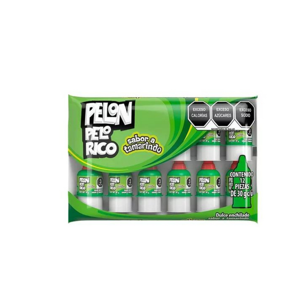 Dulce enchilado Pelón Pelo Rico sabor tamarindo 12 pzas de 30 g c/u