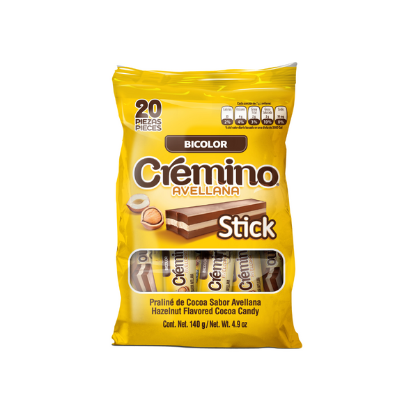 Chocolate Cremino stick avellana 140gr con 20 pzas/7gr