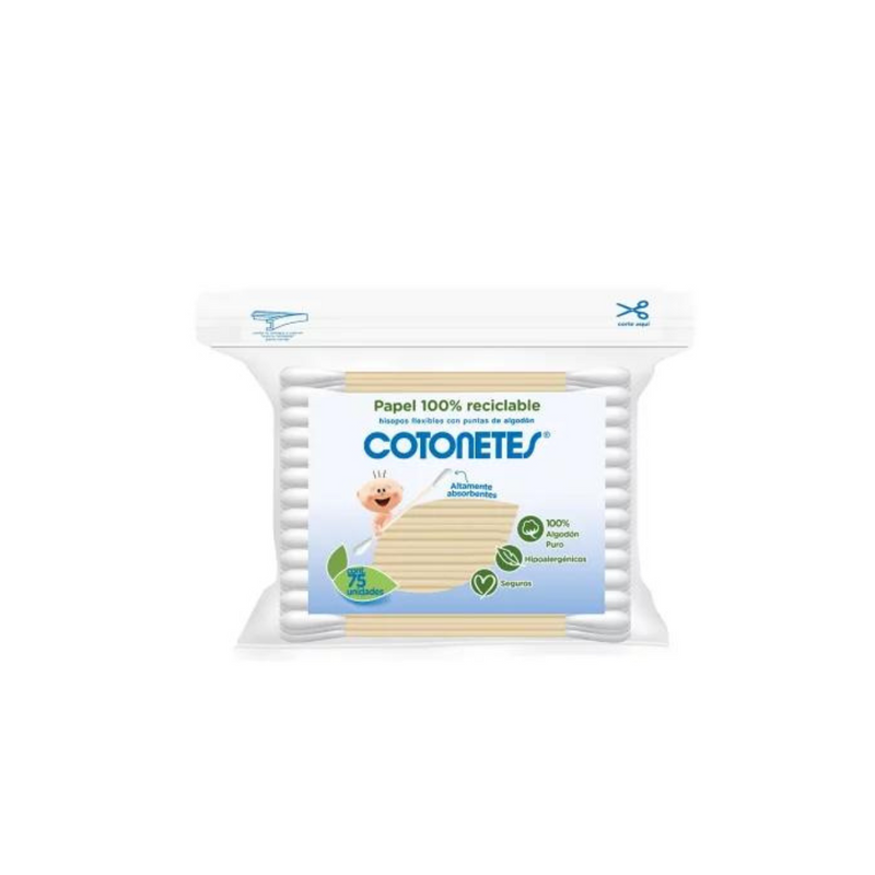 Hisopos Flexibles Cotonetes Con Puntas De Algodón x 75 und