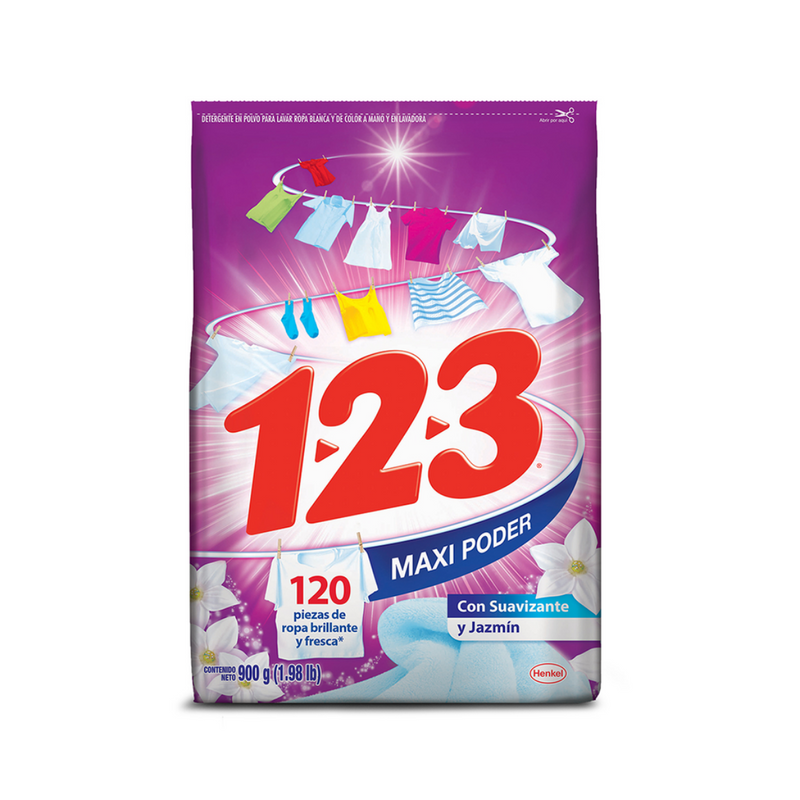 Detergente 123 Suavizante y Jazmin en polvo 800gr