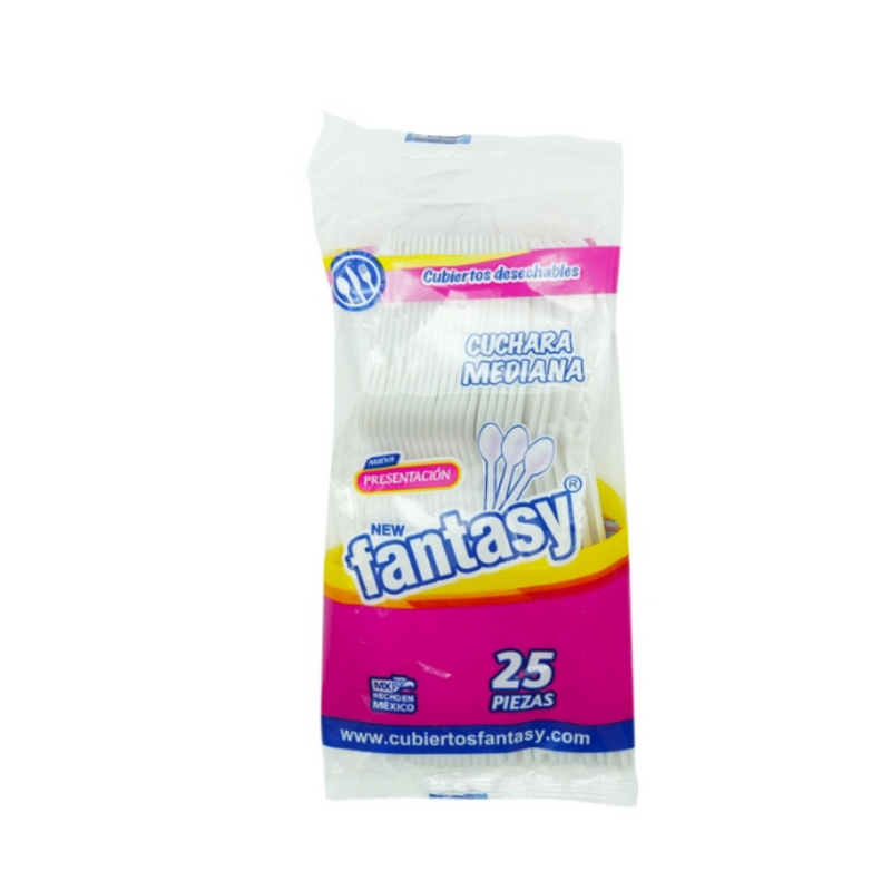 Cuchara Desechable Mediana  fantasy Cont. 25pz.