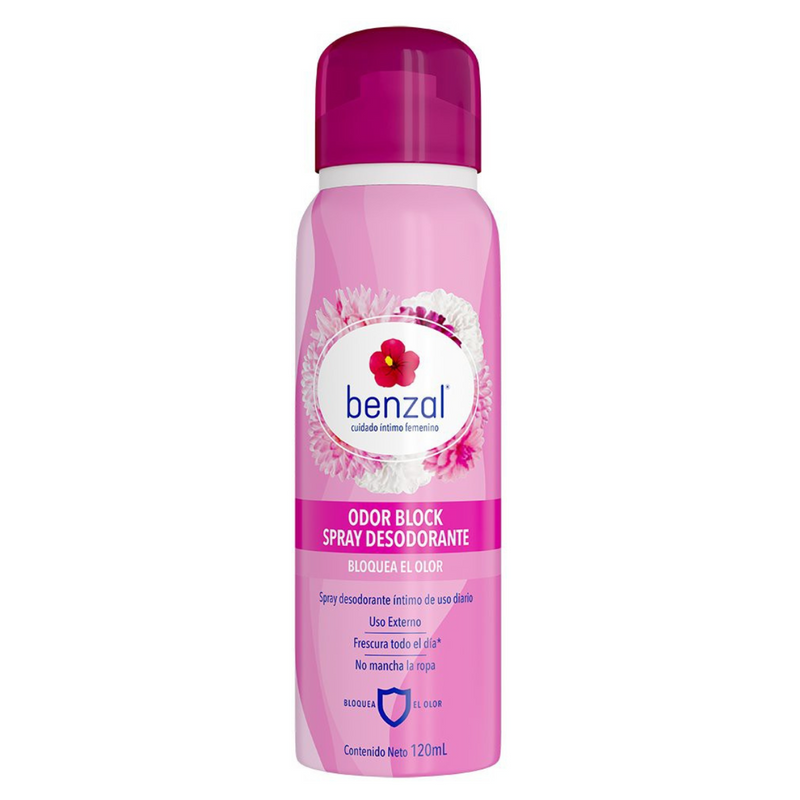 Desodorante intimo Benzal Odor Block en Aerosol, 120 ml.
