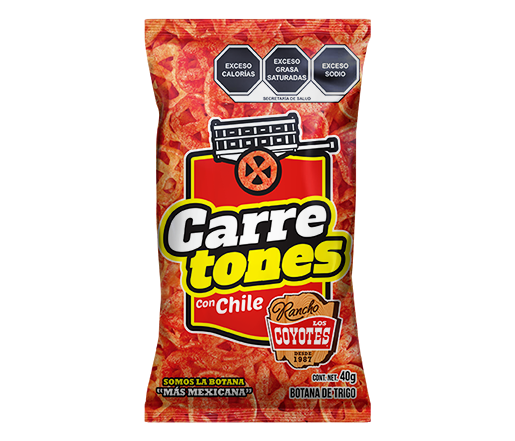Botana Carretones con chile Los coyotes  75 gr.