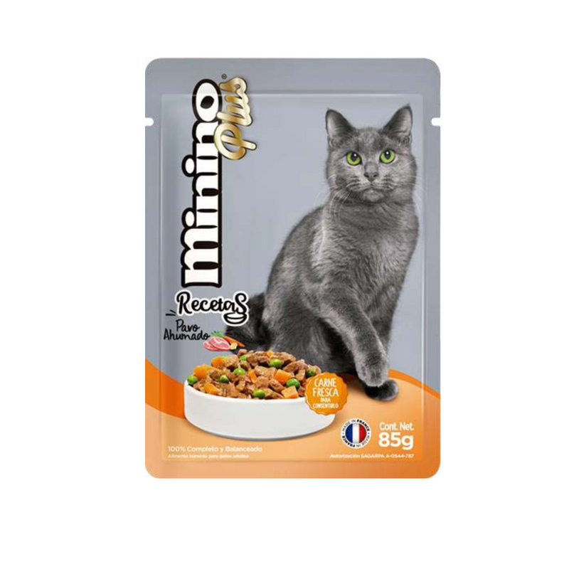 Alimento para gato Minino Plus Recetas Pavo Ahumado 85g