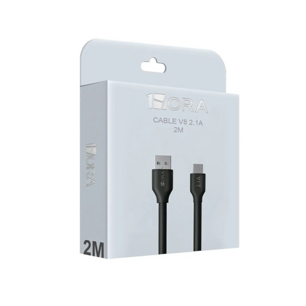 Cable Tipo C 2.1a Micro Usb 2mts Datos 1hora negro