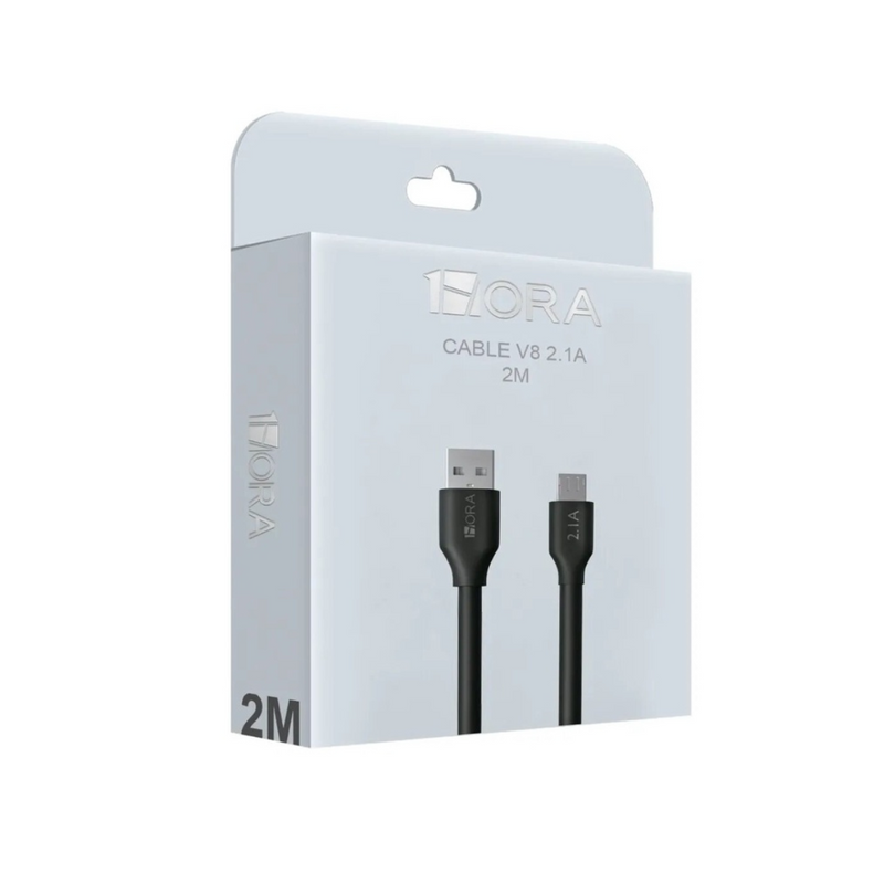 Cable Tipo C 2.1a Micro Usb 2mts Datos 1hora negro