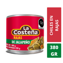 Chiles jalapeños en rajas la costeña en lata Cont.1pz. 380g.