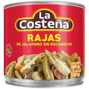 Chiles jalapeños en rajas la costeña en lata Cont.1pz. 380g.