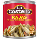 Chiles jalapeños en rajas la costeña en lata Cont. 1pz. 105gr