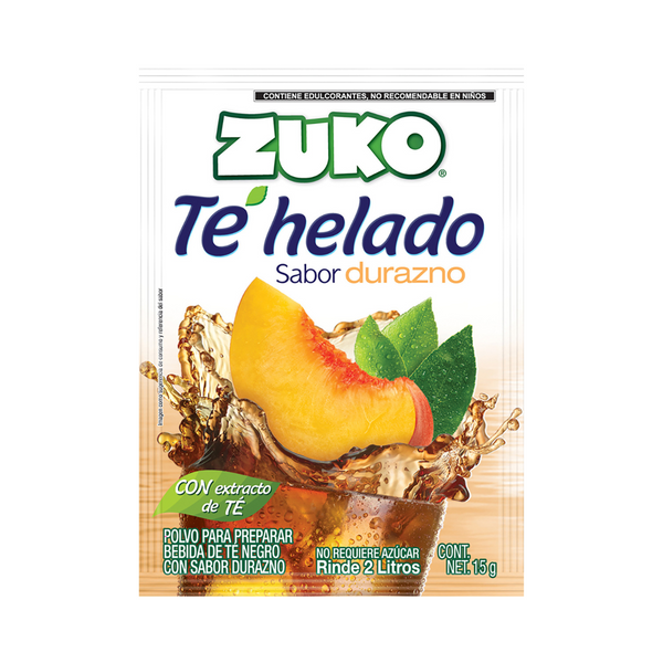 Concentrado En Polvo Zuko te helado sabor durazno 15 Gr
