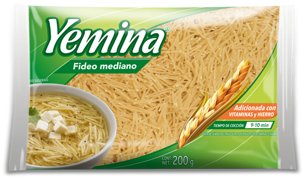 Sopa fideo mediano yemina 220 gr.