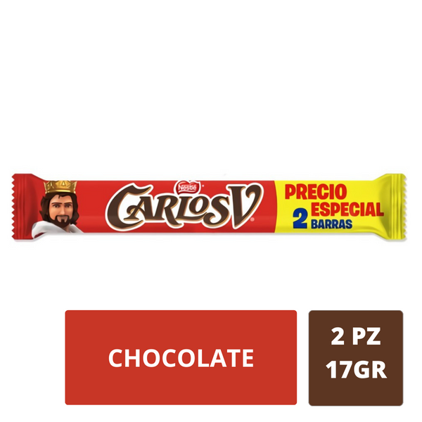 Chocolate Carlos V estilo suizo 2 pz 34gr