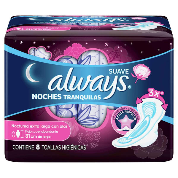 Toalla Femenina Always Noches traquilas extra largas 8pz