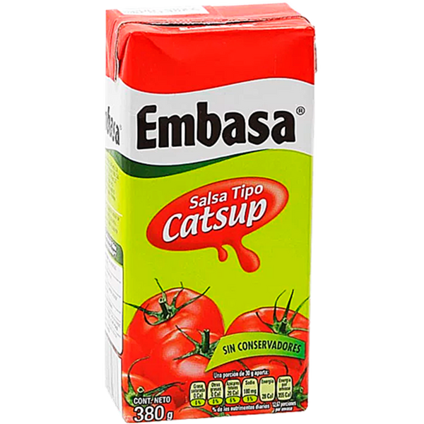 Salsa de tomate tipo catsup embasa Cont. 1pz. 380g.
