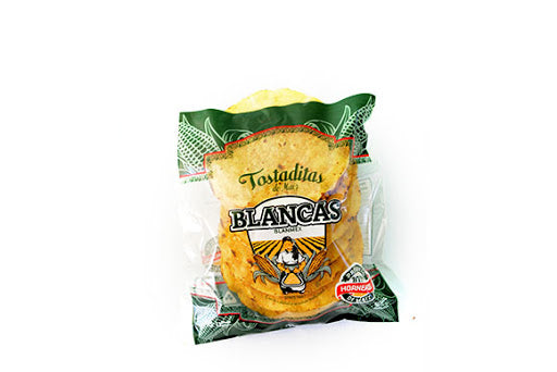 Tostadas de maiz  blancas chicas 25pz