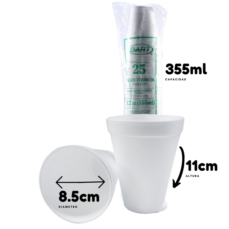 Vaso Termico 12 oz Dart 25pz