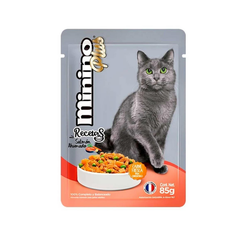 Alimento para Gato Minino Plus Recetas Salmón Ahumado 85 g