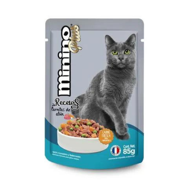 Alimento para gato Minino Plus Recetas carnitas de atún 85g