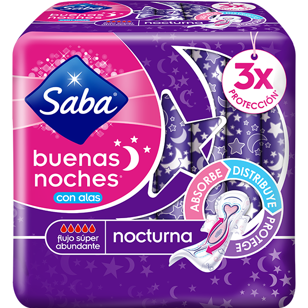 Toalla Femenina Saba Buenas noches con/alas Cont. 8pz.