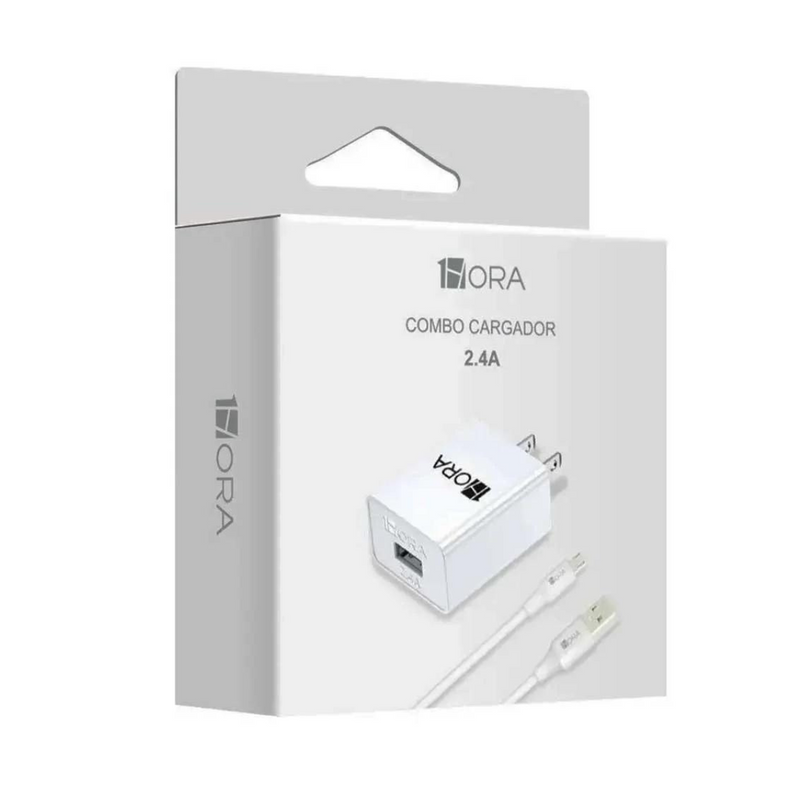Combo Cargador Carga Rapida Cable Usb V8 2.4a 1hora Original blanco