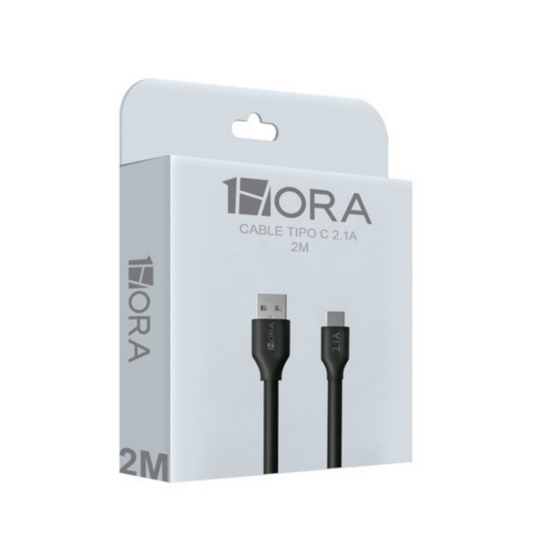 Cable Tipo C 2.1a Micro Usb 2mts Datos 1hora blanco