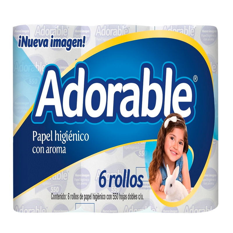 Papel Higienico adorable 6pz 550 hojas